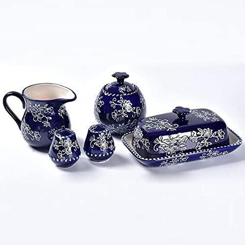 temp-tations® Floral Lace Bakeware Set,7 Piece Completer Set- Blue