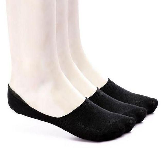 Andora Set Of 3 Solid Invisible Socks - Black