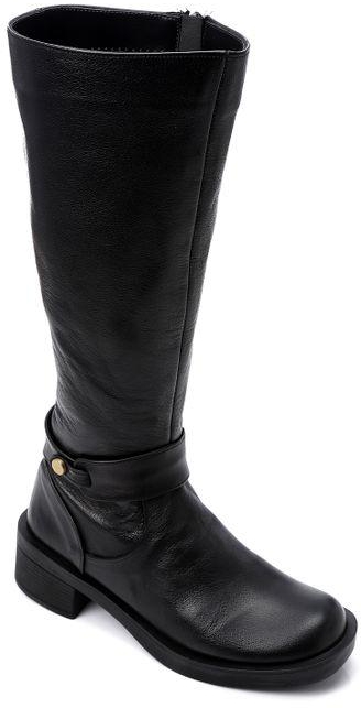 Mr Joe Round Toecap Zipper Knee High Boots - Black