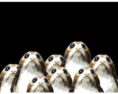 ملصق جداري لطيور البورج في فيلم Star Wars The Last Jedi أسود/ أبيض/ بني 80x62x3.5سنتيمتر