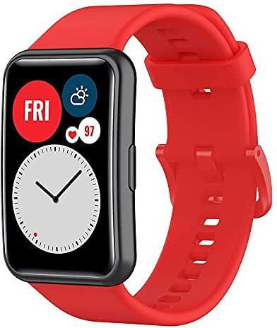 MARGOUN for Huawei Fit Watch Band Strap,Silicone Replacement Wristband (Red)