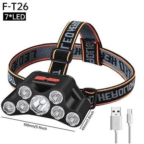 Ultra Bright 7 LED Head light, USB Rechargeable Waterproof Headlight Flashlight with Zoomable, 4 Modes Head Lamp for Outdoor Campingfishing, running Outdoor Camping Hunting Running
