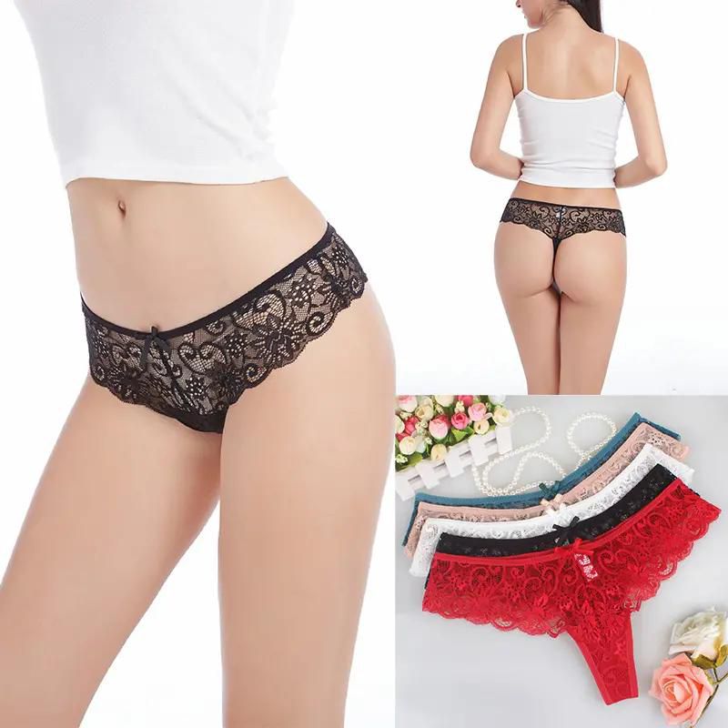 Women Thongs Bragas Sexy Panties Lace T Word Pants Ladies Briefs 2019 New and Best Selling black s