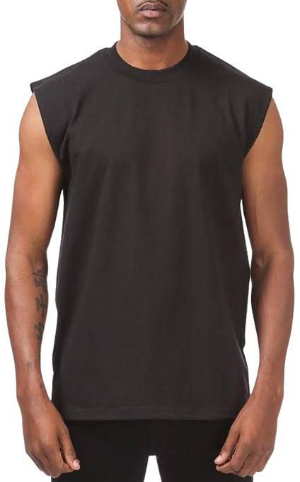 Fashion Men’s Plain Tank T-shirt – Black Cotton