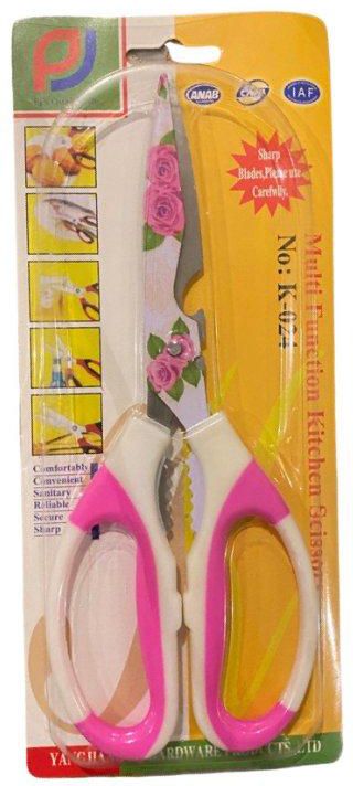 Stainless Steel Rose Print Kitchen Sharp Scissors - Multi Colors
