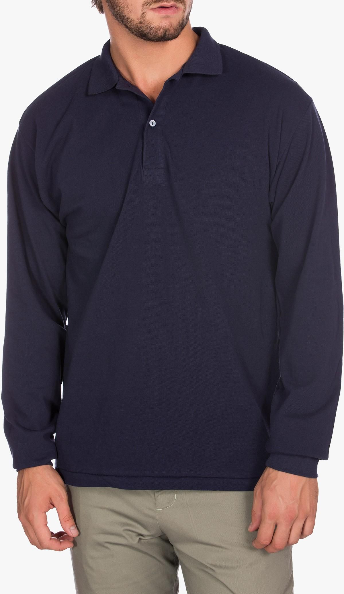 Long-Sleeve Fine Piqué Polo Shirt
