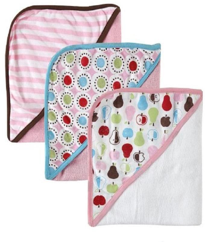 Luvable Friends 3 Pack Soft Hooded Baby Towels - Pink