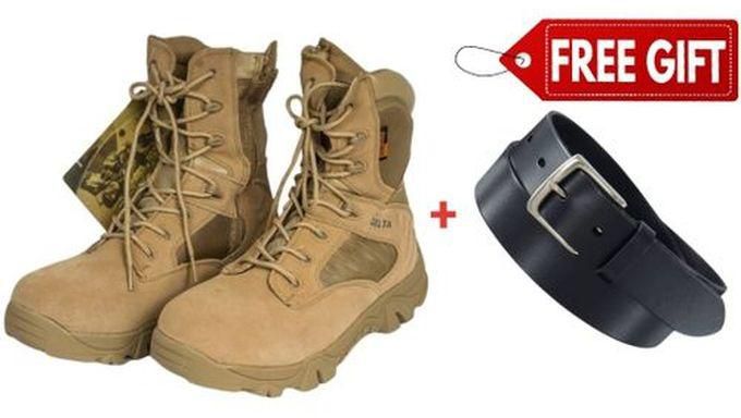 Delta MILITARY/JUNGLE TACTICAL DESERT HIKING BOOT + FREE PURE LEATHER BELT.