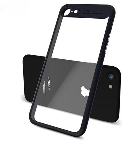Iphone 6 plus Blue silicon frame and transparent plastic back