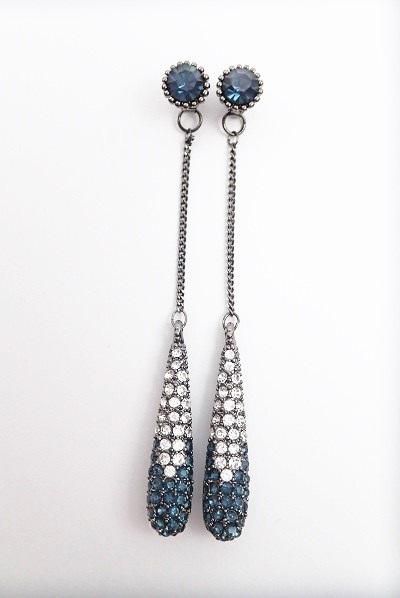 Magari Sweet Earrings Front and Rear Earrings Tassel Long Earrings (Blue)