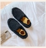 Winter Furry Plush Warm Flat Shoes Black/Beige