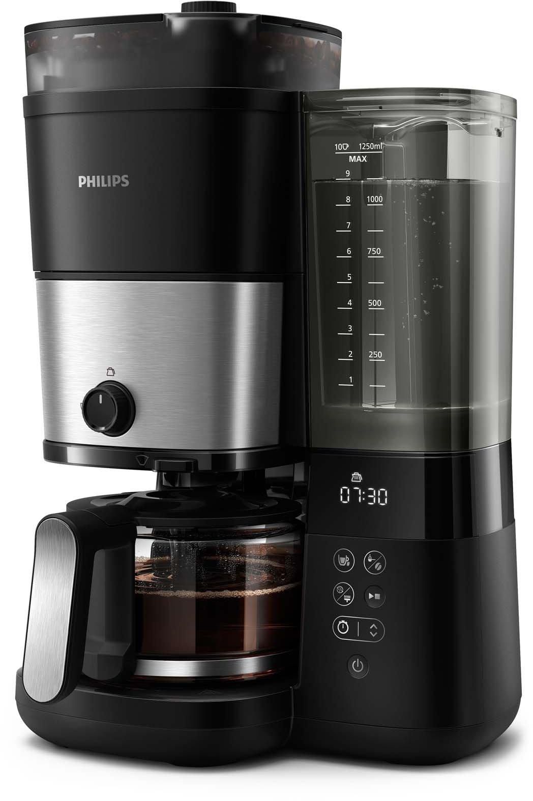 Philips, All-in-1 Coffee maker with built-in grinder, 1.25L