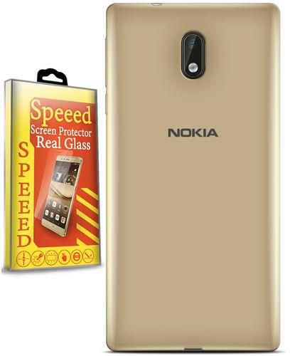 Speeed Soft Cover For Nokia 3 - Gold + Speeed Glass Screen Protector