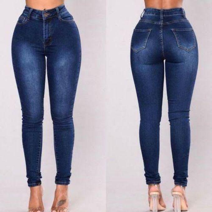 Smart High Waist Skinny Jean For Ladies- Blue