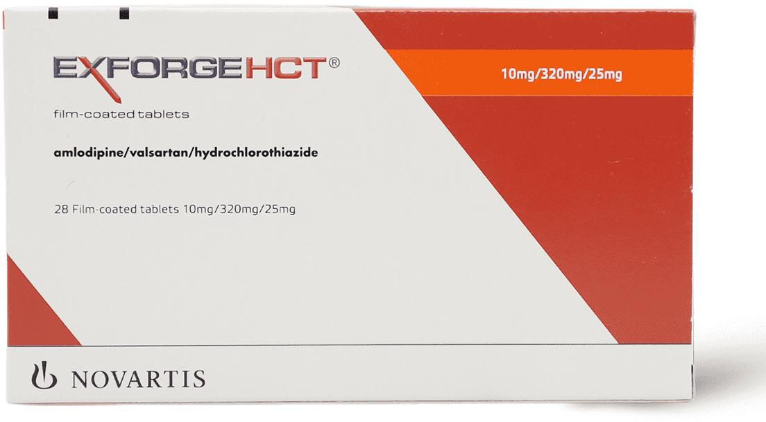 Exforge HCT 10/320/25, For High Blood Pressure - 28 Tablets