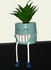 Artificial Decorative Plant With Smiley Face Design Pot Blue/Green 13 x 13 x 8cm