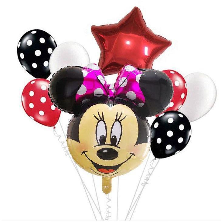 8pcs Lot Minnie Mouse Head Birthday Foil Balloon Decoration