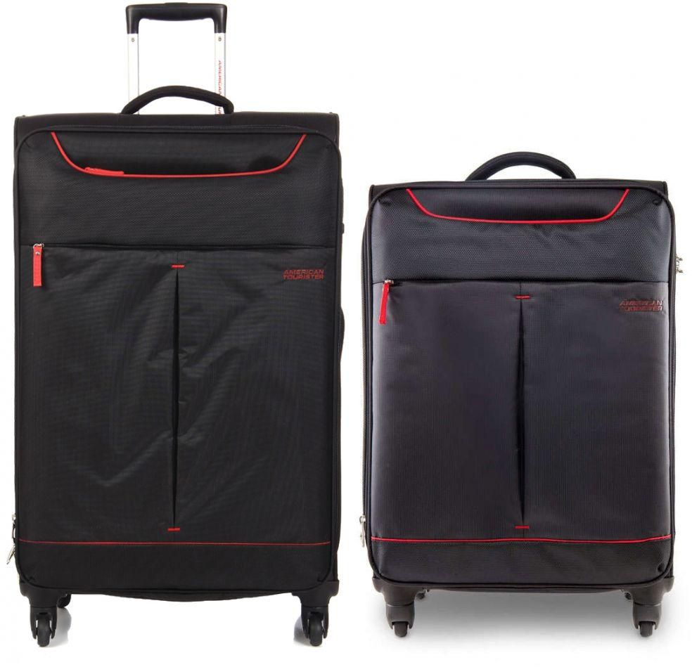 American Tourister SKI Spinner Luggage set of 2pcs - Black - Red -25R39005