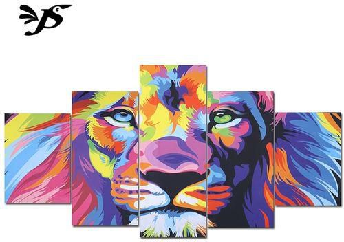 Generic 5pcs Modern Canvas Painting Lion Pattern SIZE L - Colorful