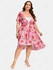 Plus Size Lace-trim Cami Dress and Floral Chiffon Draped Midi Butterfly Sleeve Dress - L | Us 12