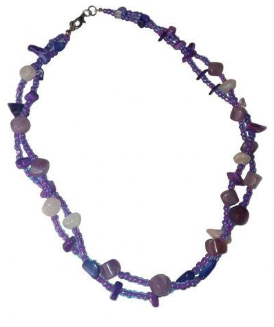 Fashion Purple Necklace With Glass Seed Beads And Semi Precious Stones