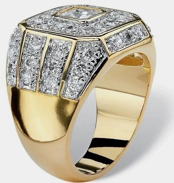 Rhodos Europe And The United States Men's Gilded Zircon Ring Cross-border Hot Style Fashion Jewelry