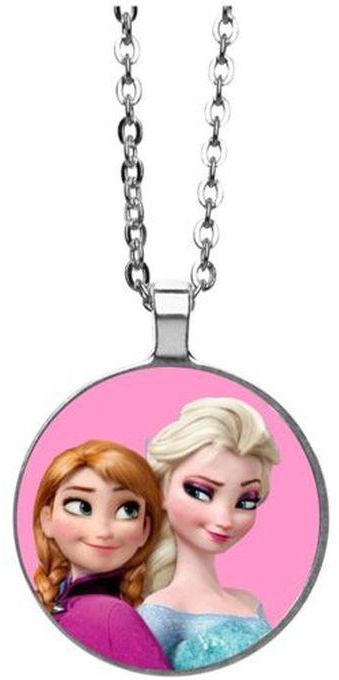 Gift neck chain with FROZEN pricess Elsa and Anna cartoon characters