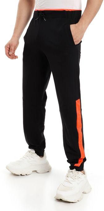 aZeeZ Black Cotton On Neon Orange Crest Fit Jogger Sweatpant - Black & Neon Orange