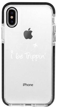غطاء حماية من سلسلة إمباكت برو لهاتف أبل آيفون XS ماكس بطبعة عبارة "I Be Trippin" شفاف/ أبيض