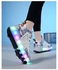 The New Trend Of Children's LED Light Up Rechargeable Luminous Double Wheel Heelys Skates, Breathable Youth Student Sports Shoes
