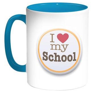 I Love My School Printed Coffee Mug Turquoise/White