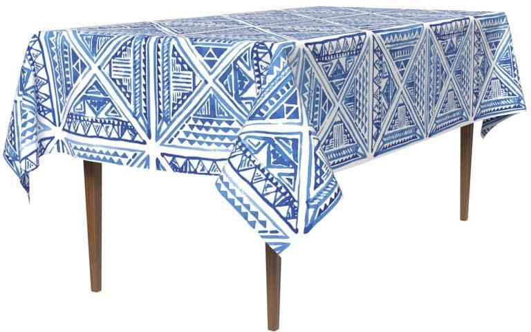 Get Polyester Tablecloth, 140×300 cm - Blue white with best offers | Raneen.com