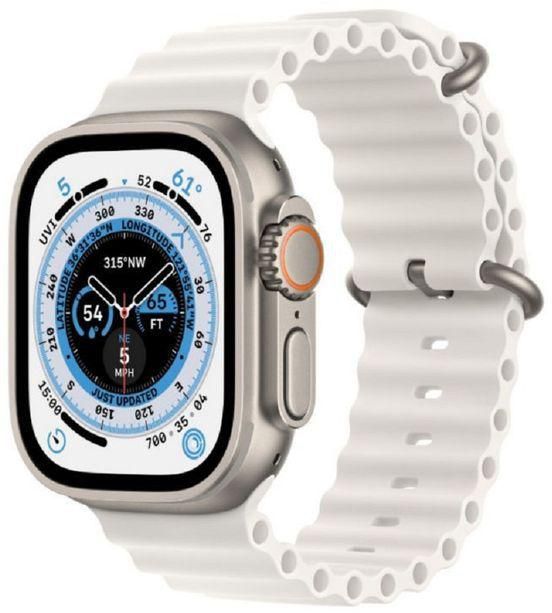 W&O W&O X8+Ultra Smart Watch (49 مم) هيكل من الألومنيوم مع حزام سيليكون رمادي فاتح - شحن لاسلكي