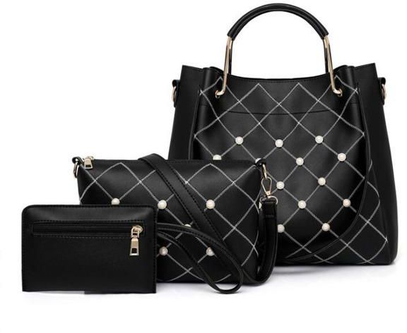 Fashion 3 in 1 Ladies Handbag- Black