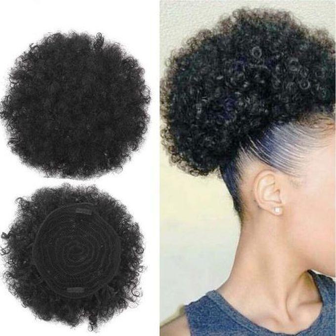 Hair Afro Kinky Curly Hair Bun With Clips - Natural Colour