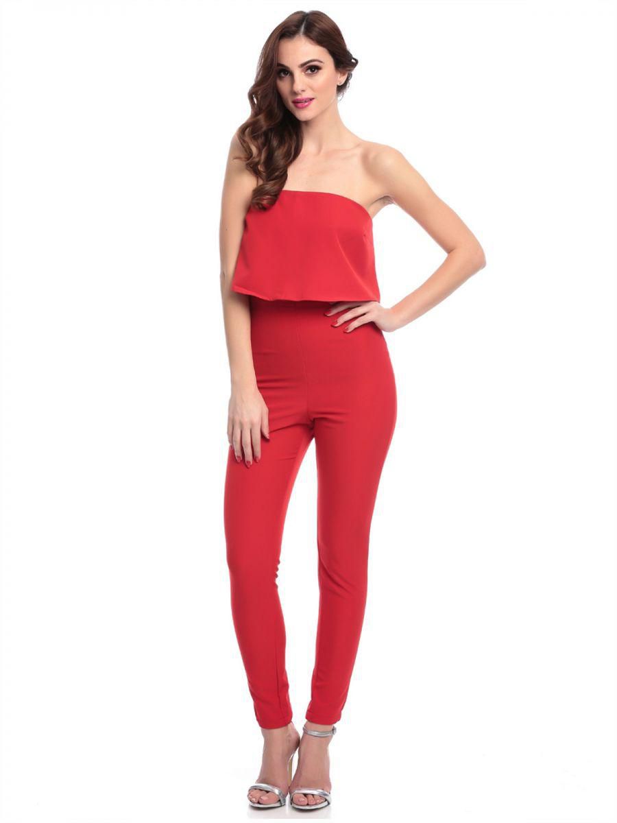 MISSGUIDED M9901382 Solid Jumpsuit for Women, Red