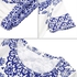 Fashion Set Porcelain Crop Top Shorts Elastic Waist Pockets - Blue & White