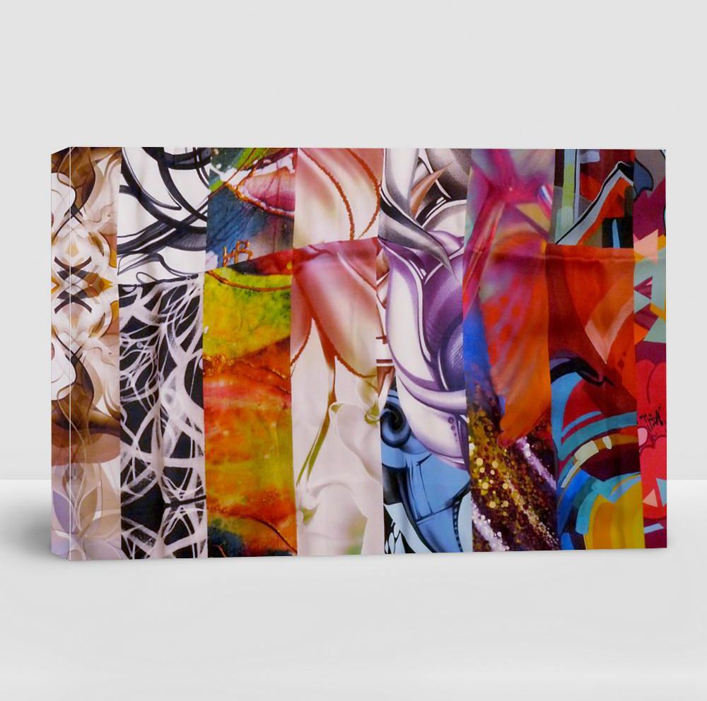 Silk Scarf With Bright Abstract Print