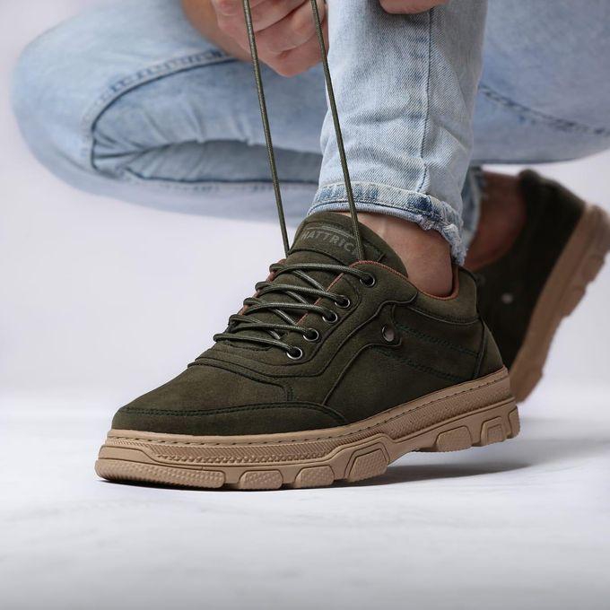 Casual Lace Up Sneakers - Green