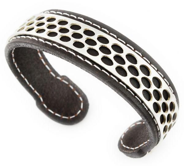 PAREJO BRV-0107 LEATHER AND STAINLESS STEEL  BRACLET FOR MEN