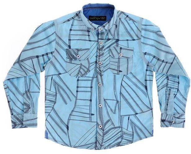 AlNasser Boys Self Pattern Button Down Shirt - Baby Blue