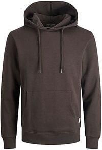 Plain Casual unisex Pullover Hoodie Sweatshirt with Pockets (BROWN,L)
