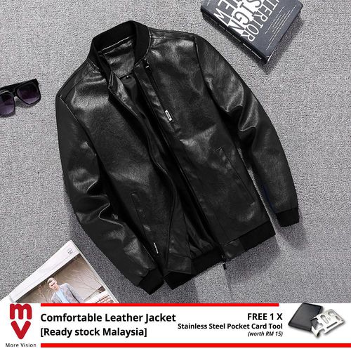 Morevision Leather Jacket Men's New Fashion - 4 Sizes (4 Colors)