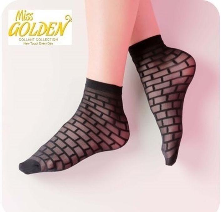 Miss Golden Ankle High Sheer Cube Pattern Stockings For Women