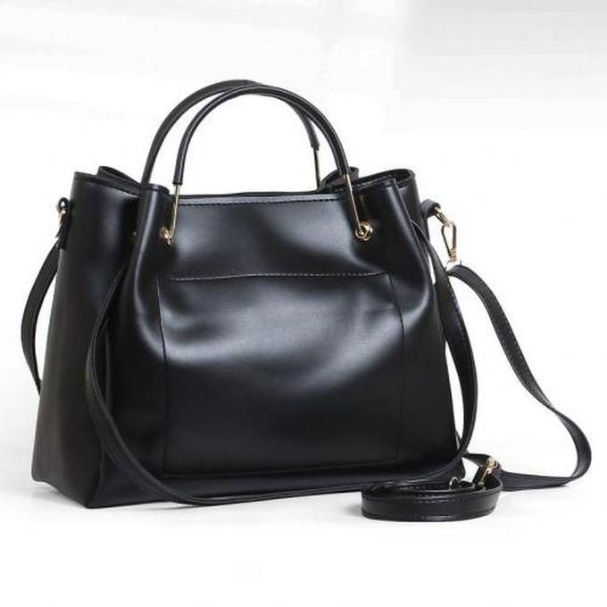 Women's Leather Shoulder And Hand Bag - Black
