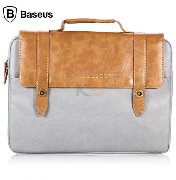 BASEUS British Series Drop-resistant Soft PU Leather Laptop Bag Novelty Ultra Protective Brown