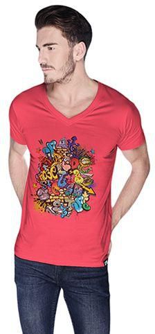 Creo Graffiti Retro T-Shirt For Men - M, Pink
