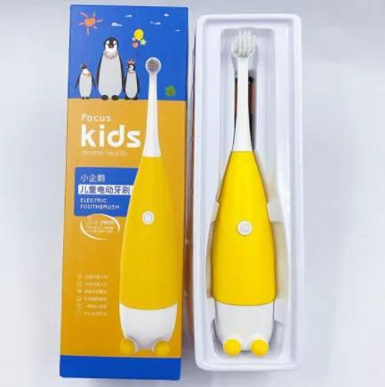Children Electric Toothbrush for 3-15 Ages Kids Penguin Pattern Cartoon IPX5 Waterproof Sonic Soft Bristles USB Charging Smart
