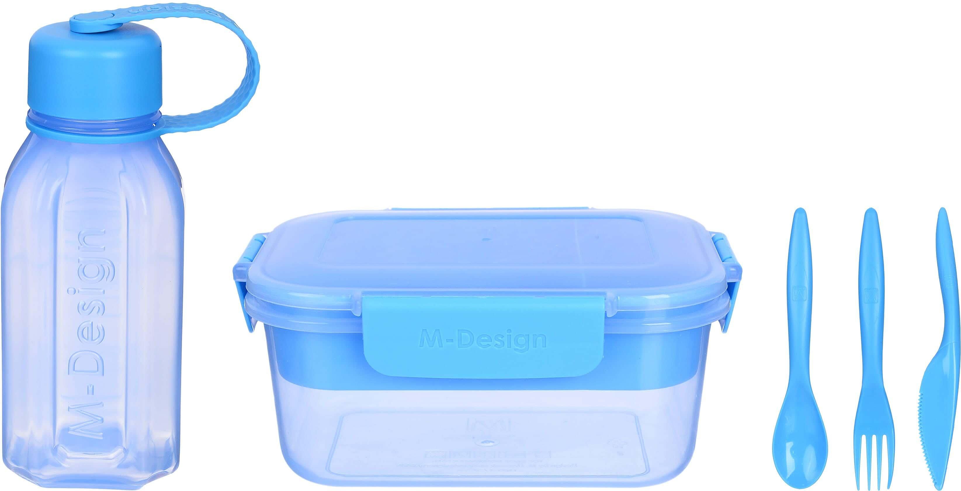 Get M Design Plastic Lunch Box Set, 5 Pieces - Blue with best offers | Raneen.com