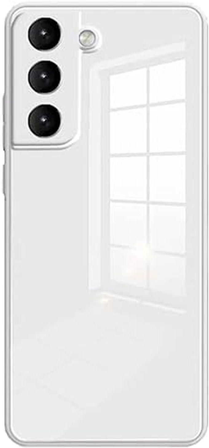 Tempered Glass Phone Camera Lens Protection Back Cover for Samsung Galaxy S21 FE 5G (White)